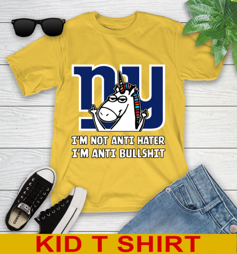 New York Giants NFL Football Unicorn I'm Not Anti Hater I'm Anti Bullshit Youth T-Shirt 8