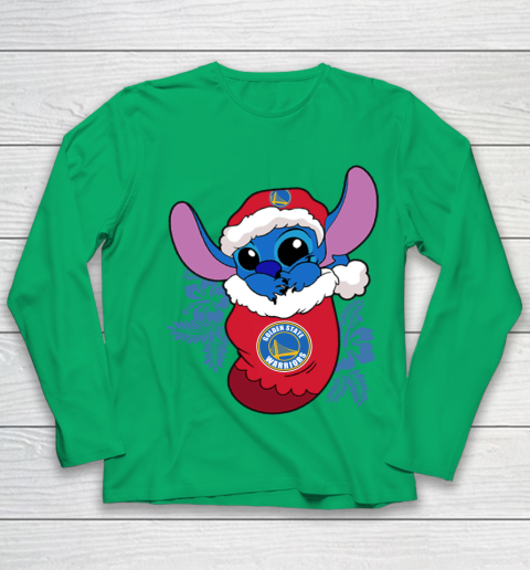 Golden State Warriors Christmas Stitch In The Sock Funny Disney NBA Youth Long Sleeve 6