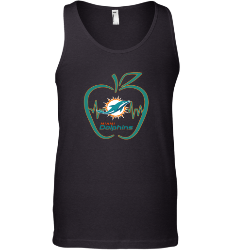 Apple Heartbeat Teacher Symbol Miami Dolphins Tank Top