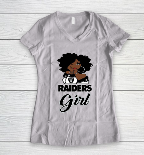 Oakland Raiders Girl NFL Women's V-Neck T-Shirt 2