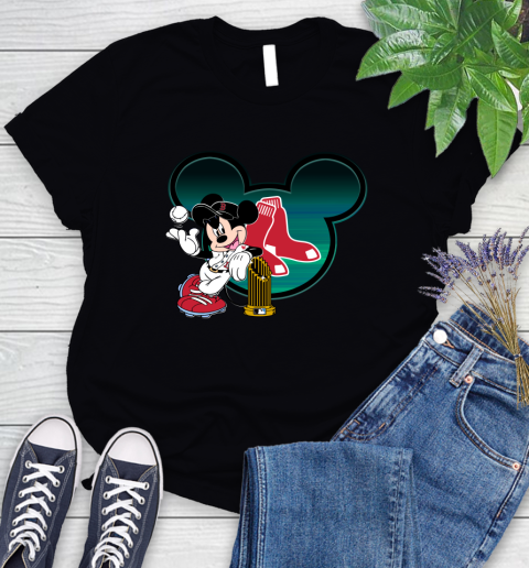 MLB Boston Red Sox The Commissioner's Trophy Mickey Mouse Disney Women's T-Shirt 2