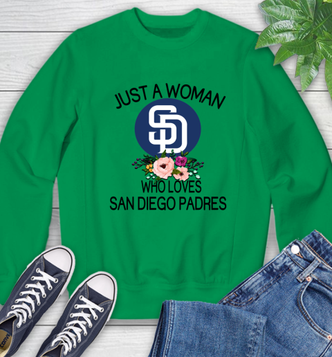 MLB Just A Woman Who Loves San Diego Padres Baseball Sports Sweatshirt 4