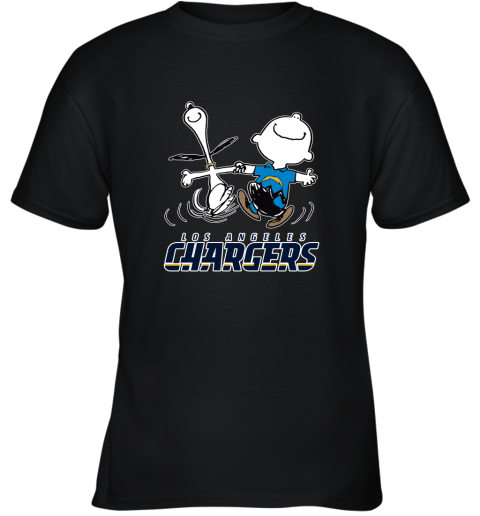 Snoopy And Charlie Brown Happy Los Angeles Chargers Fans Youth T-Shirt