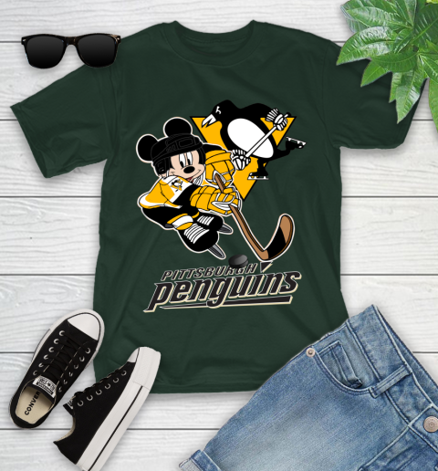 NHL Pittsburgh Penguins Mickey Mouse Disney Hockey T Shirt Youth T-Shirt 5