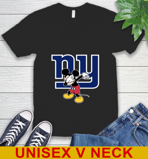 New York Giants NFL Football Dabbing Mickey Disney Sports V-Neck T-Shirt 2