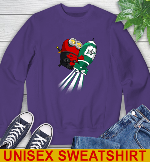 NHL Hockey Dallas Stars Deadpool Minion Marvel Shirt Sweatshirt 4