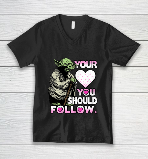 Star Wars Yoda Heart You Should Follow Valentine V-Neck T-Shirt