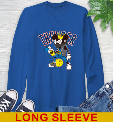 Oklahoma City Thunder NBA Basketball Mickey Peace Sign Sports Long Sleeve T-Shirt 9