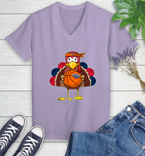 New Orleans Pelicans Turkey thanksgiving day Women's V-Neck T-Shirt 14