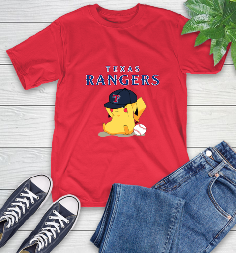 MLB Pikachu Baseball Sports Texas Rangers T-Shirt 10