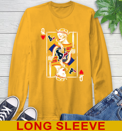 NFL Football Houston Texans The Queen Of Hearts Card Shirt Long Sleeve T-Shirt 2