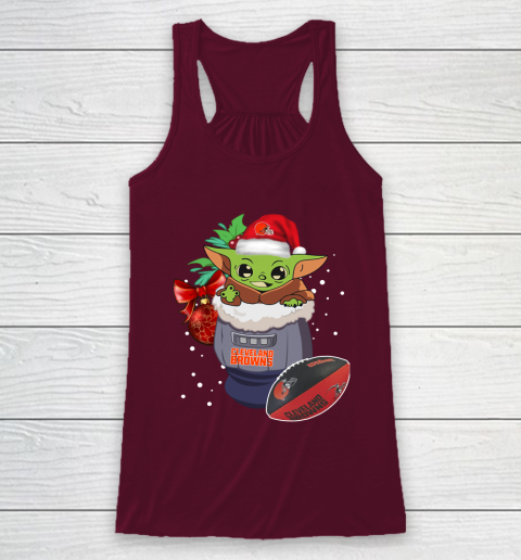 Cleveland Browns Christmas Baby Yoda Star Wars Funny Happy NFL Racerback Tank 3
