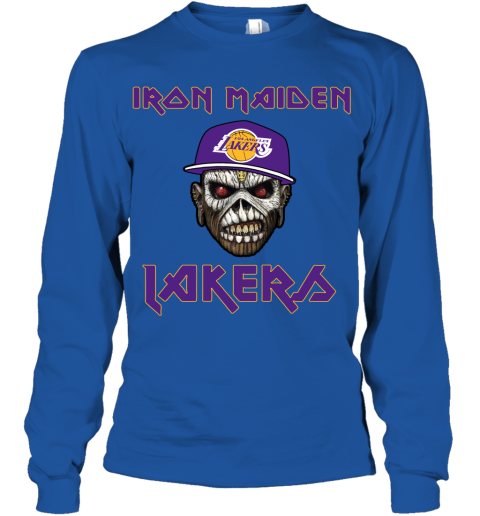 9t0a nba los angeles lakers iron maiden rock band music basketball youth long sleeve 50 front royal