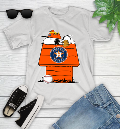 MLB Houston Astros Snoopy Woodstock The Peanuts Movie Baseball T Shirt Youth T-Shirt