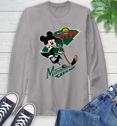 NHL Minnesota Wild Mickey Mouse Disney Hockey T Shirt Long Sleeve T-Shirt 6