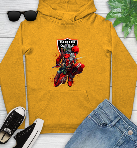 NFL Deadpool Marvel Comics Sports Football Oakland Raiders Youth Hoodie 3