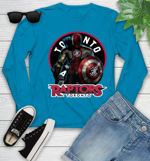 Toronto Raptors NBA Basketball Captain America Thor Spider Man Hawkeye Avengers Youth Long Sleeve 7