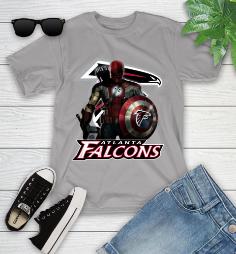 NFL Captain America Thor Spider Man Hawkeye Avengers Endgame Football Atlanta Falcons Youth T-Shirt 4