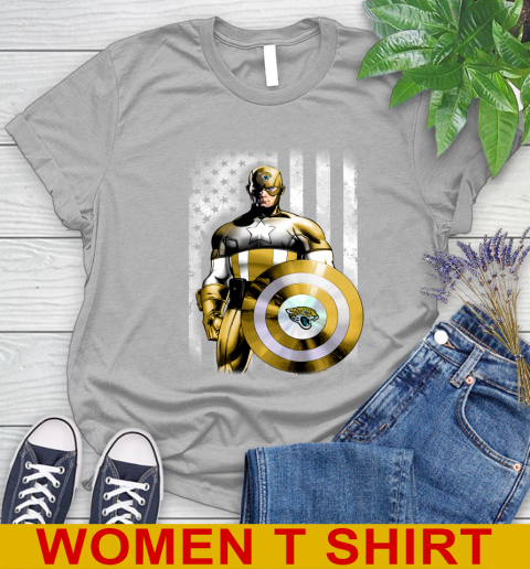 Jacksonville Jaguars NFL Football Captain America Marvel Avengers American Flag Shirt Women's T-Shirt 5