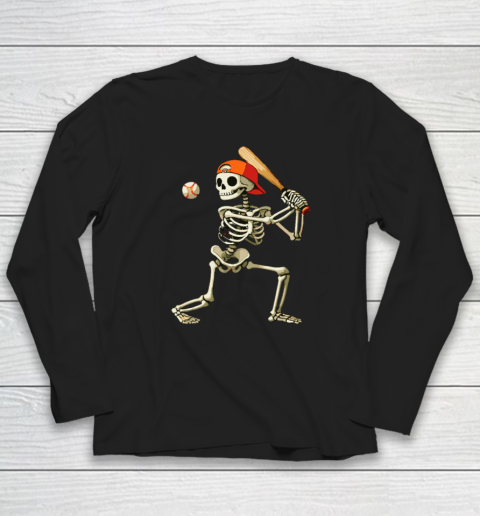 Skeleton Baseball Halloween Costume Funny Long Sleeve T-Shirt