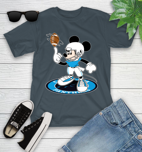 NFL Football Carolina Panthers Cheerful Mickey Disney Shirt Youth T-Shirt 8