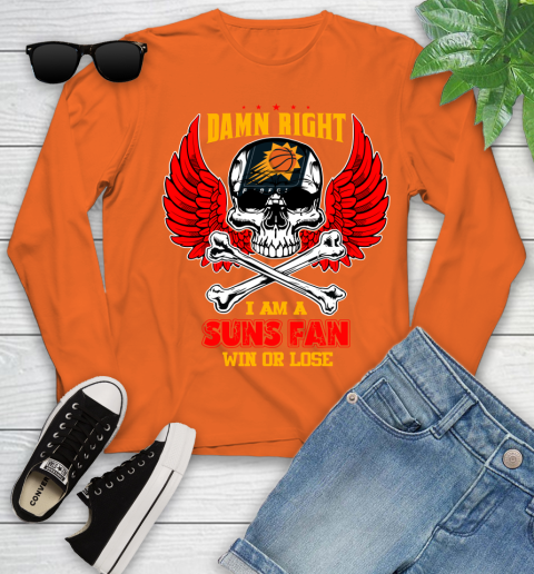 NBA Damn Right I Am A Phoenix Suns Win Or Lose Skull Basketball Sports Youth Long Sleeve 3