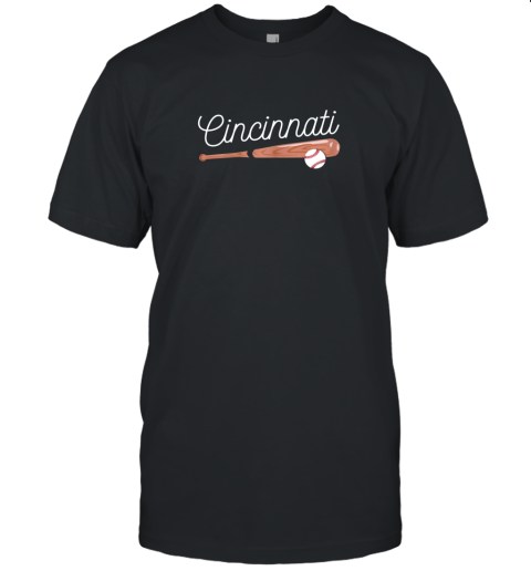 Cincinnati Baseball Tshirt Classic Ball and Bat Design Unisex Jersey Tee