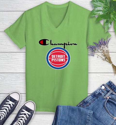 NBA Basketball Detroit Pistons Champion Shirt Women's V-Neck T-Shirt 7