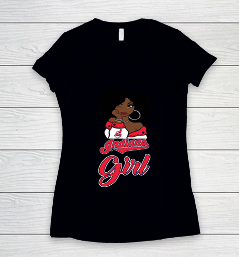 Cleveland Indians Girls Girl MLB Women's V-Neck T-Shirt