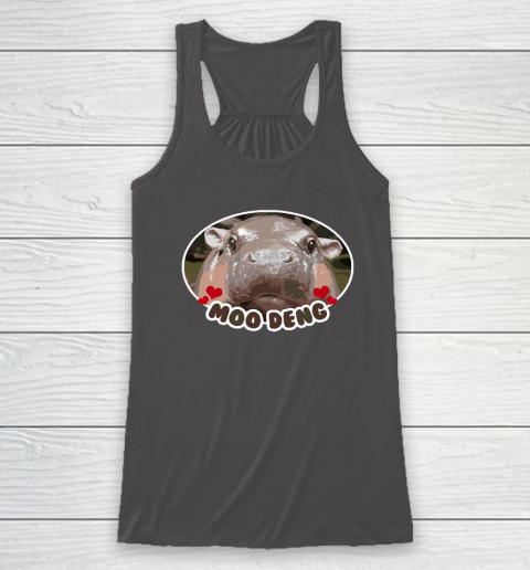 Moo Deng Bouncy Pig in Thai Picture The Cute Baby Hippo Racerback Tank 6