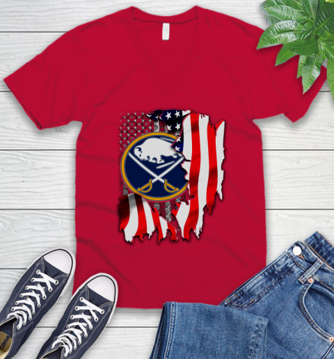 Buffalo Sabres NHL Hockey American Flag V-Neck T-Shirt 6