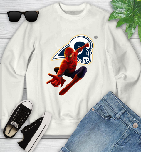 NFL Spider Man Avengers Endgame Football Los Angeles Rams Youth Sweatshirt