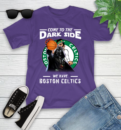 NBA Come To The Dark Side We Have Boston Celtics Star Wars Darth Vader Basketball Youth T-Shirt 3