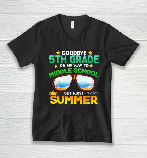Goodbye 5th Grade Graduation To 6th Grade Hello Summer V-Neck T-Shirt