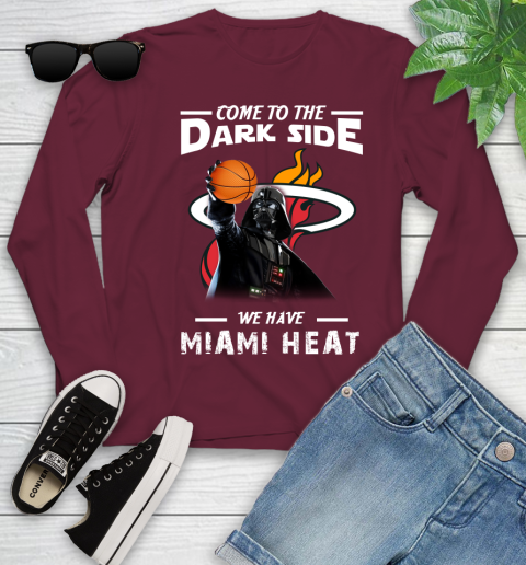 NBA Come To The Dark Side We Have Miami Heat Star Wars Darth Vader Basketball Youth Long Sleeve 6