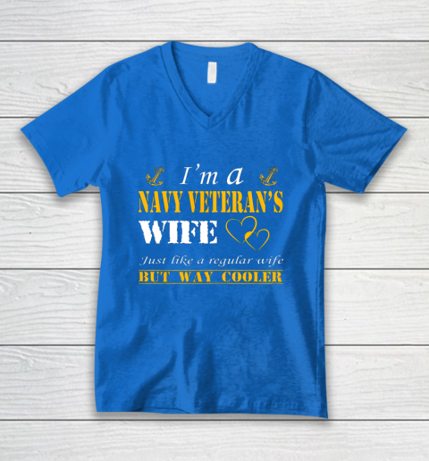 Womens I am a Navy veterans wife t shirt Navy veteran V-Neck T-Shirt 5