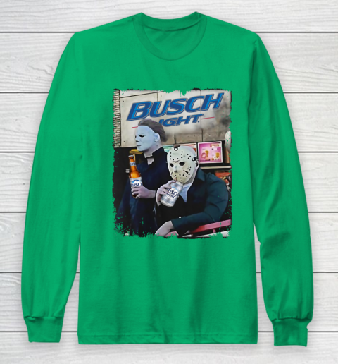 Michael Myers And Jason Voorhees Busch Light Halloween Long Sleeve T-Shirt 4