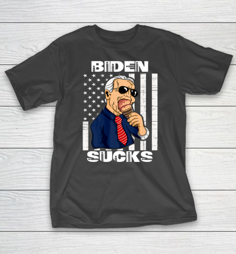 Biden Sucks Shirt American Flag Anti Biden Ice Cream T-Shirt