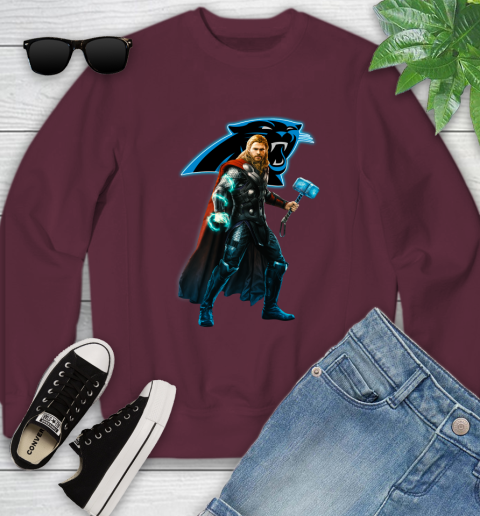 NFL Thor Avengers Endgame Football Carolina Panthers Youth Sweatshirt 5