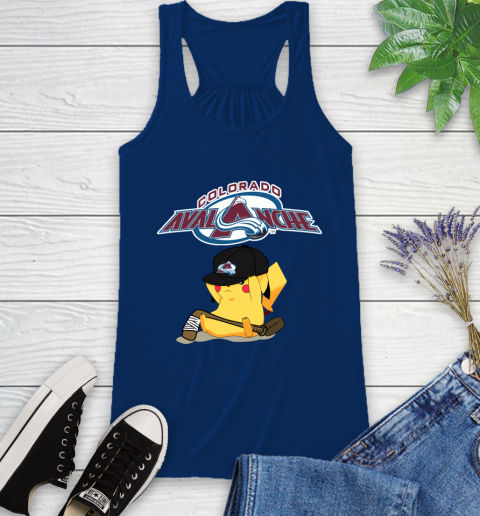 NHL Pikachu Hockey Sports Colorado Avalanche Racerback Tank 9