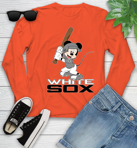 MLB Baseball Chicago White Sox Cheerful Mickey Mouse Shirt Youth Long Sleeve 4