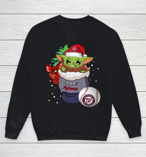 Washington Nationals Christmas Baby Yoda Star Wars Funny Happy MLB Youth Sweatshirt