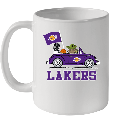 NBA Basketball Los Angeles Lakers Darth Vader Baby Yoda Driving Star Wars Shirt Ceramic Mug 11oz