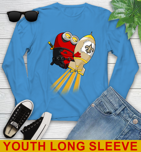 NFL Football New Orleans Saints Deadpool Minion Marvel Shirt Youth Long Sleeve 8