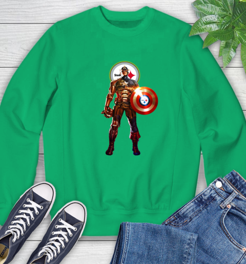 NFL Captain America Marvel Avengers Endgame Football Sports Pittsburgh Steelers Sweatshirt 6