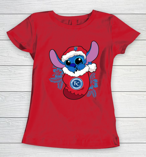 Kansas City Royals Christmas Stitch In The Sock Funny Disney MLB Women's T-Shirt 10