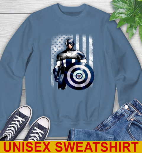 Winnipeg Jets NHL Hockey Captain America Marvel Avengers American Flag Shirt Sweatshirt 10