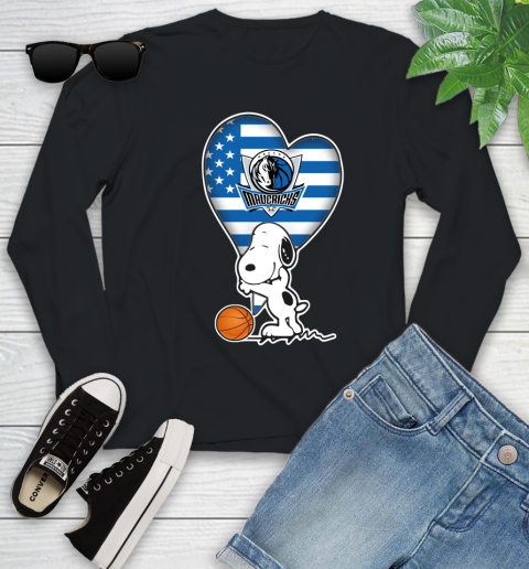 Dallas Mavericks NBA Basketball The Peanuts Movie Adorable Snoopy Youth Long Sleeve 2