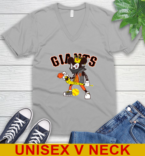 San Francisco Giants MLB Baseball Mickey Peace Sign Sports V-Neck T-Shirt - Image 5