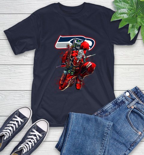 NFL Deadpool Marvel Comics Sports Football Seattle Seahawks T-Shirt 4